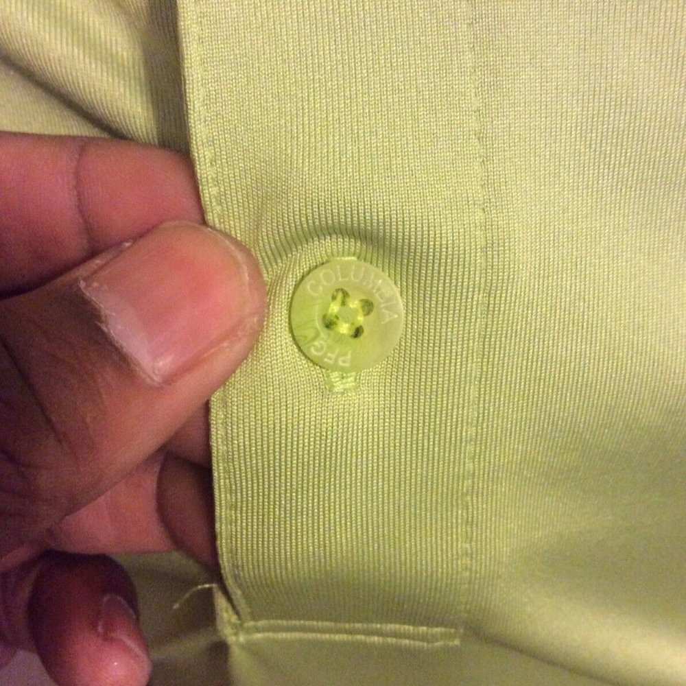 COLUMBIA PFG OMNI-SHADE SHORT SLEEVE GREEN FISHING POLO SHIRT MENS SIZE LARGE L - Picture 3 of 11